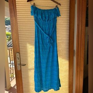 NWT Turquoise Stripe Strapless Dress XL